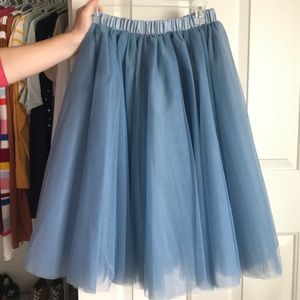 Lined blue tulle skirt